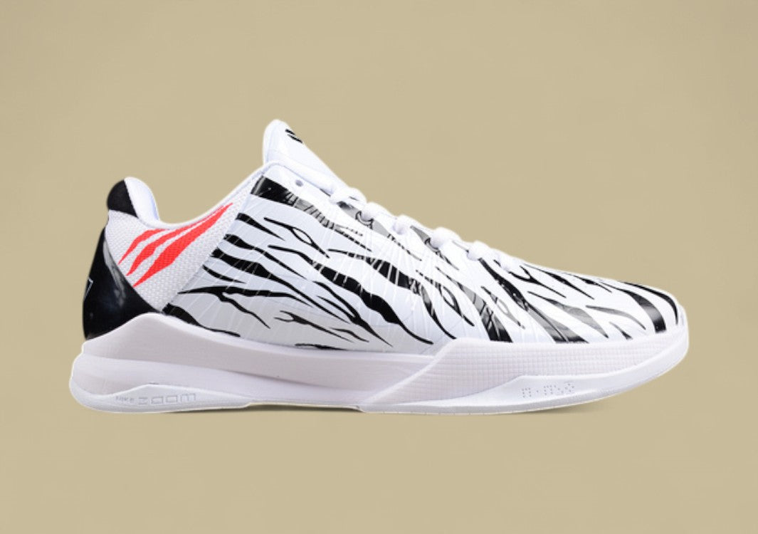 Nike Kobe Protro White Black Red Zebra Print Design With Bold Red Detail and Sleek Low-top Fit