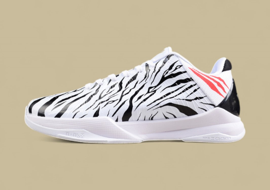 Nike Kobe Protro White Black Red Zebra Print Design With Bold Red Detail and Sleek Low-top Fit