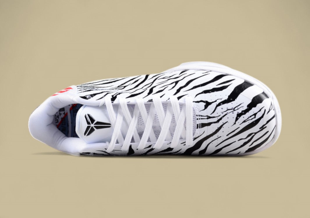 Nike Kobe Protro White Black Red Zebra Print Design With Bold Red Detail and Sleek Low-top Fit
