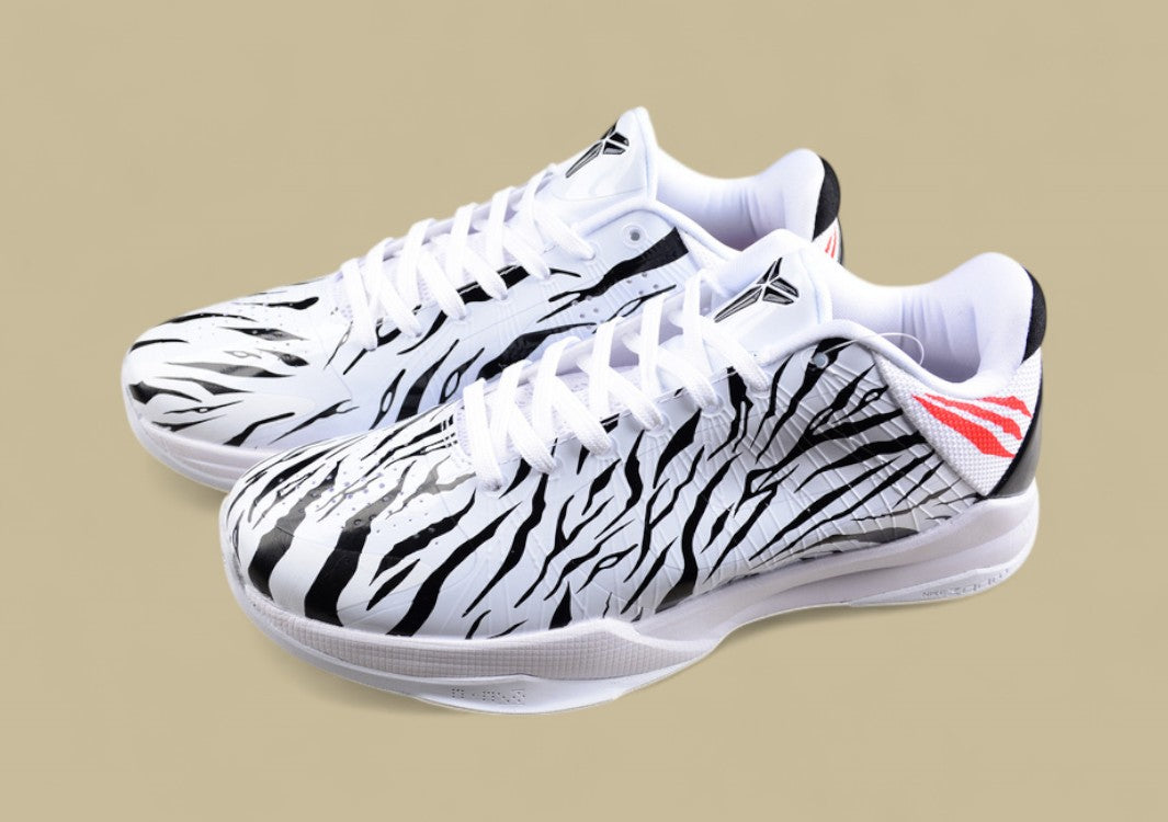 Nike Kobe Protro White Black Red Zebra Print Design With Bold Red Detail and Sleek Low-top Fit