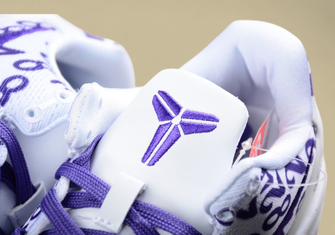 Nike Kobe Protro White Purple Basketball Shoes Bold Number Print With Signature Style