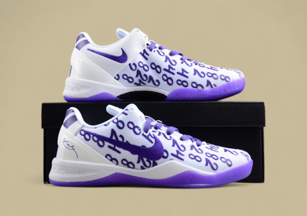 Nike Kobe Protro White Purple Basketball Shoes Bold Number Print With Signature Style