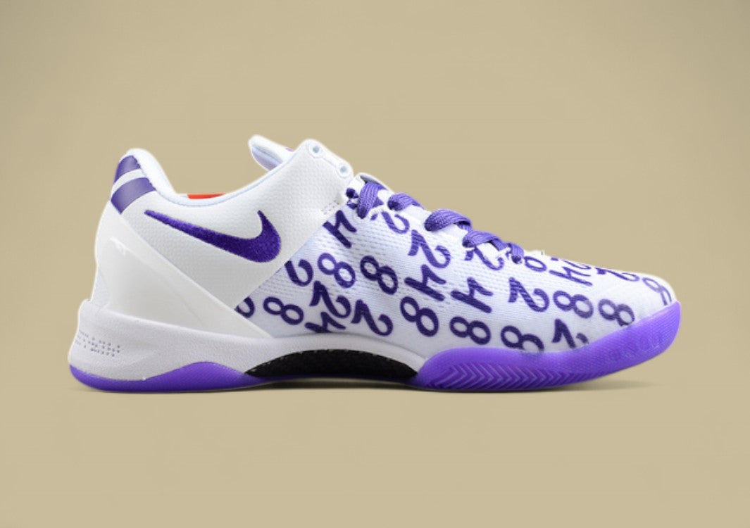 Nike Kobe Protro White Purple Basketball Shoes Bold Number Print With Signature Style
