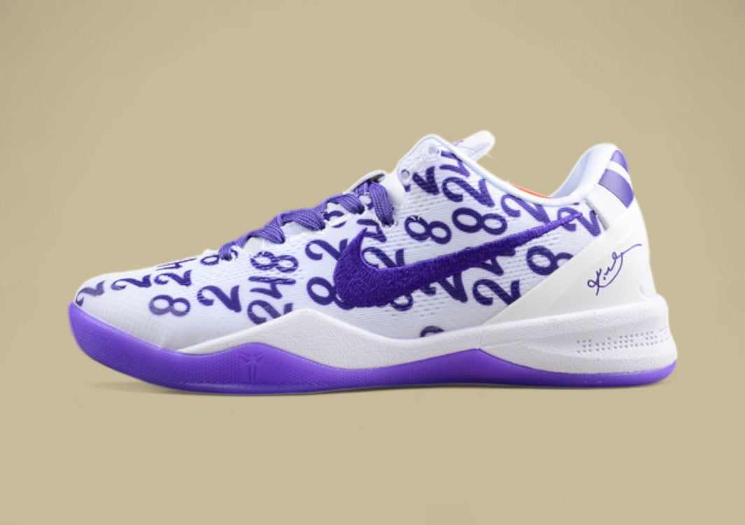 Nike Kobe Protro White Purple Basketball Shoes Bold Number Print With Signature Style