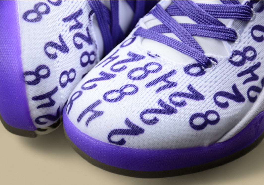 Nike Kobe Protro White Purple Basketball Shoes Bold Number Print With Signature Style