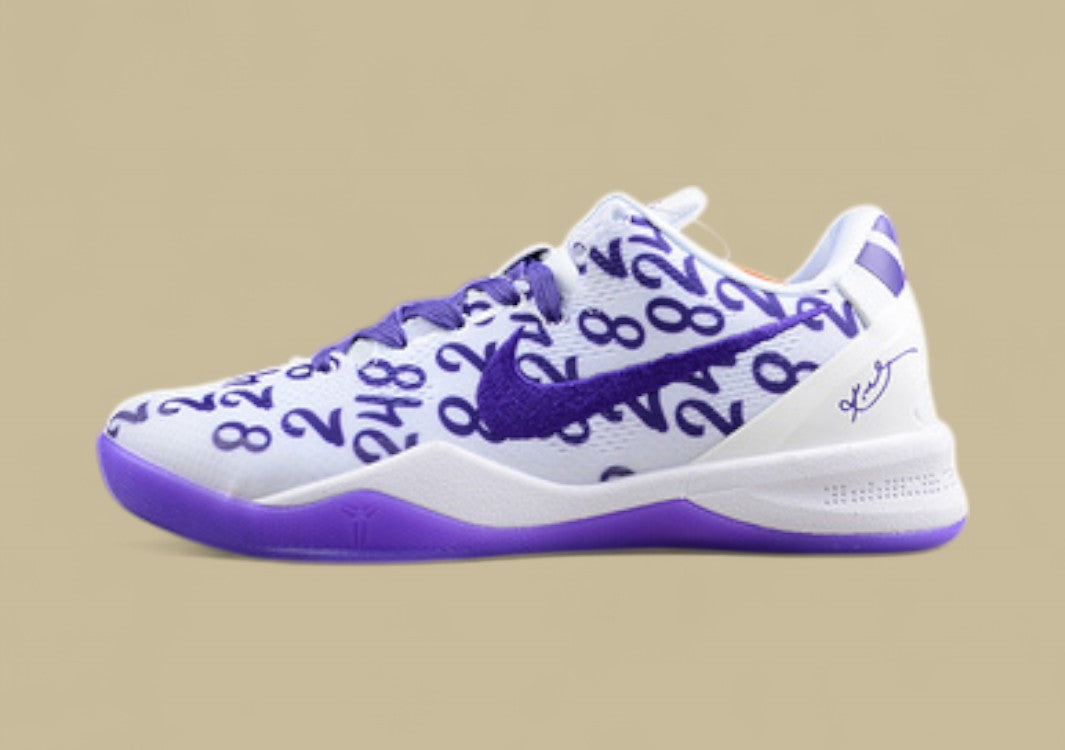 Nike Kobe Protro White Purple Basketball Shoes Bold Number Print With Signature Style