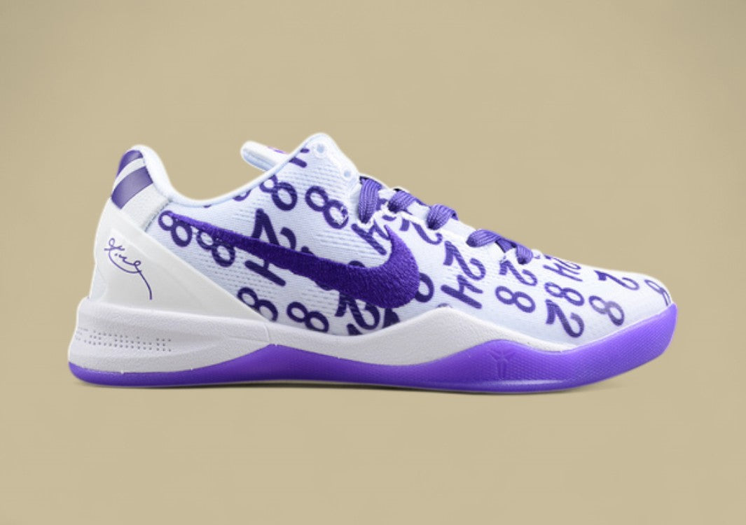 Nike Kobe Protro White Purple Basketball Shoes Bold Number Print With Signature Style
