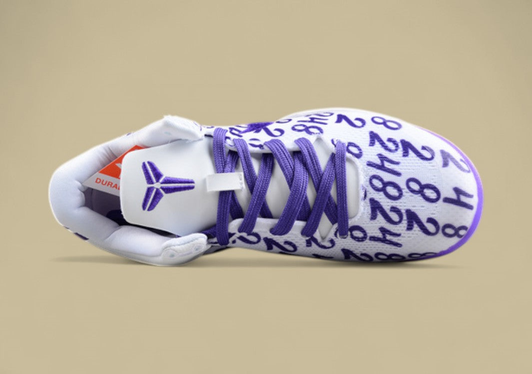 Nike Kobe Protro White Purple Basketball Shoes Bold Number Print With Signature Style