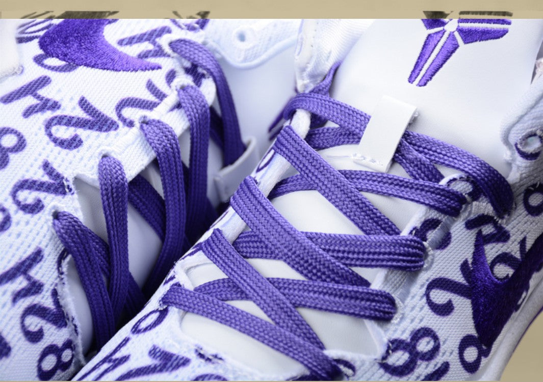 Nike Kobe Protro White Purple Basketball Shoes Bold Number Print With Signature Style