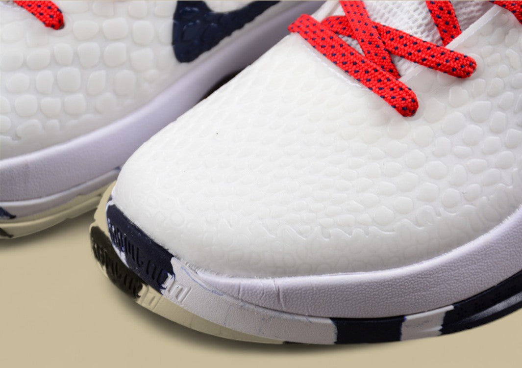 Nike Kobe Protro White Red Black Low-top Basketball Shoes With Textured Upper and Bold Accents