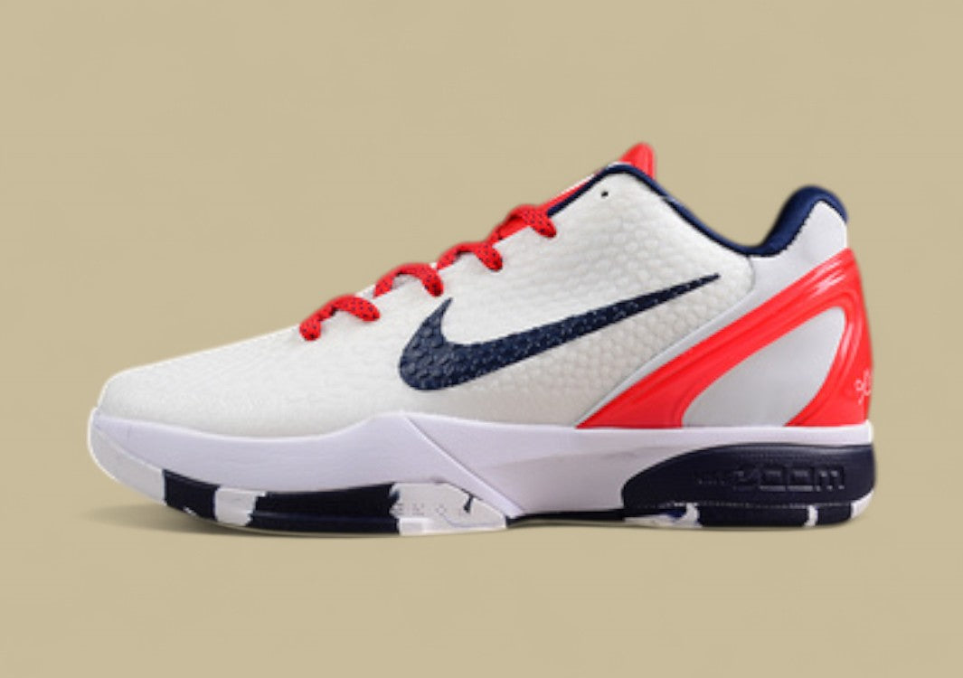 Nike Kobe Protro White Red Black Low-top Basketball Shoes With Textured Upper and Bold Accents