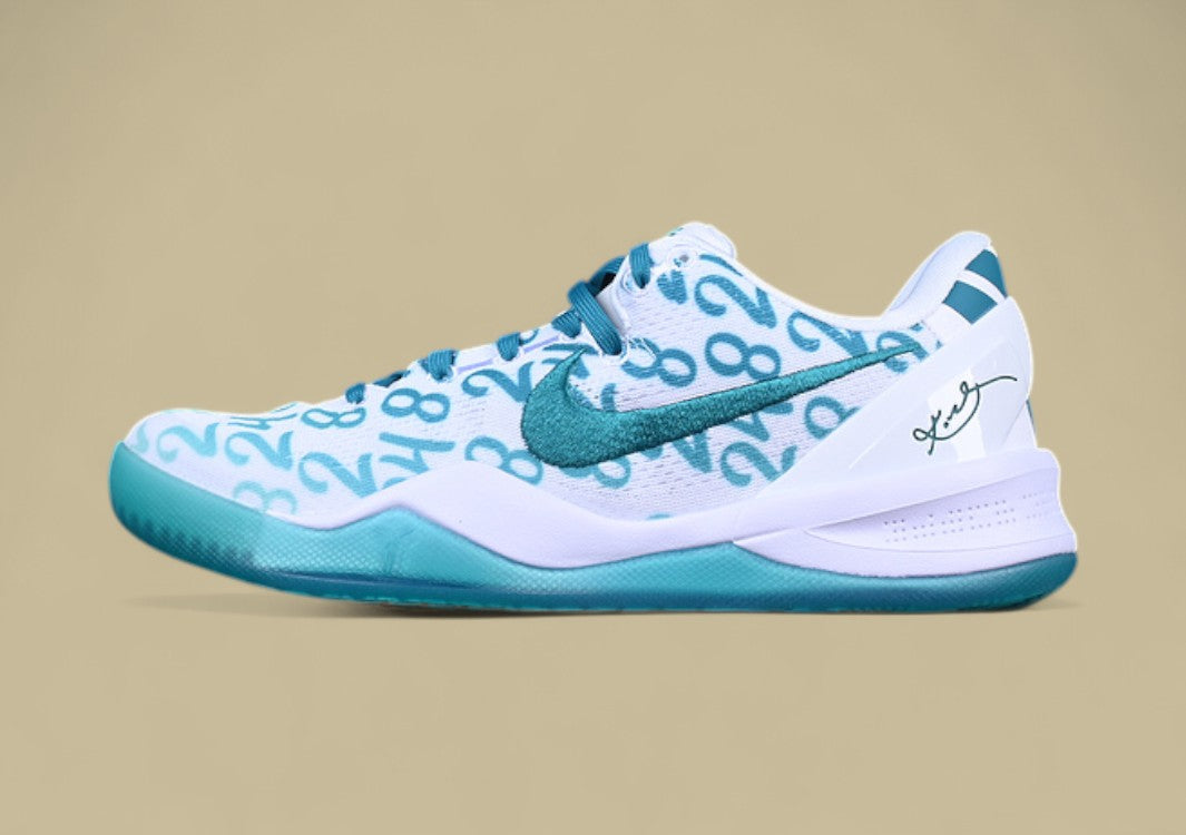 Nike Kobe "Radiant Emerald" White Teal Basketball Shoe with Number Print Design