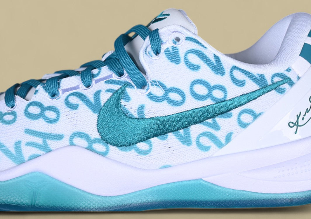 Nike Kobe "Radiant Emerald" White Teal Basketball Shoe with Number Print Design