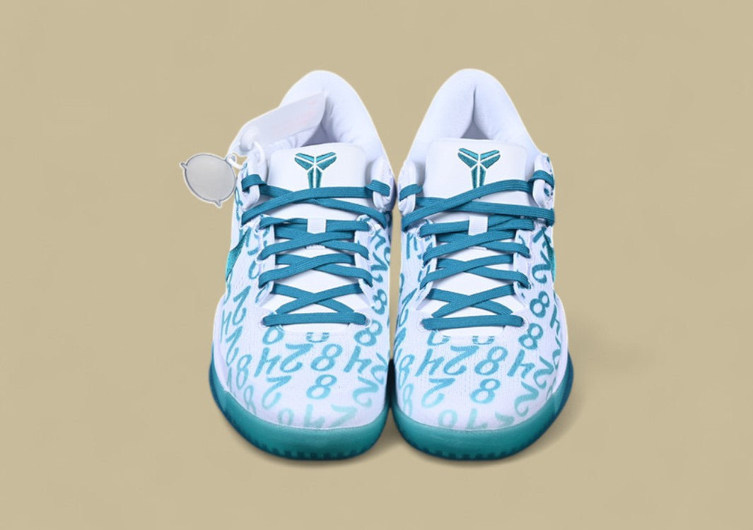 Nike Kobe "Radiant Emerald" White Teal Basketball Shoe with Number Print Design