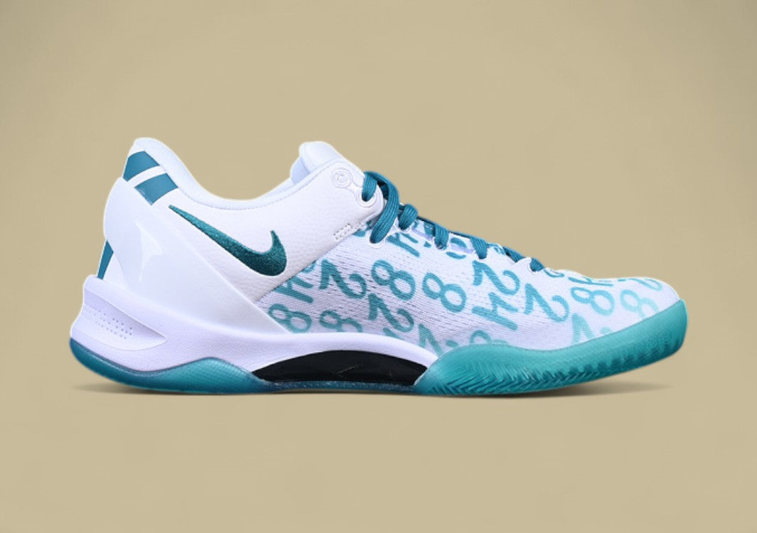 Nike Kobe "Radiant Emerald" White Teal Basketball Shoe with Number Print Design