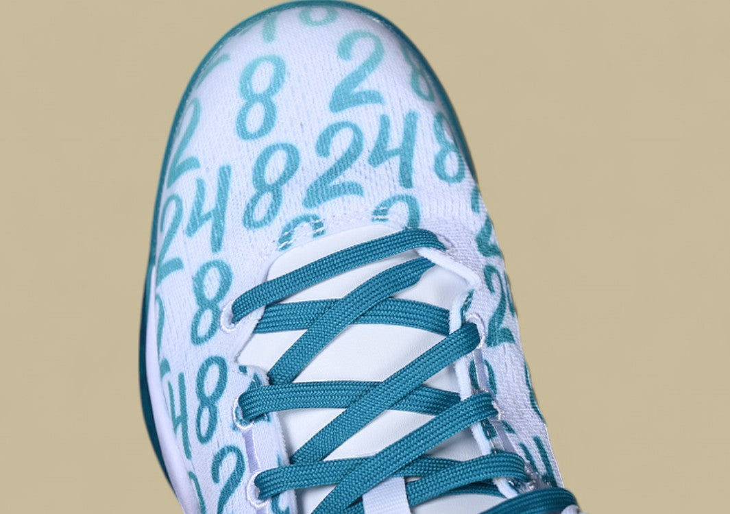 Nike Kobe "Radiant Emerald" White Teal Basketball Shoe with Number Print Design