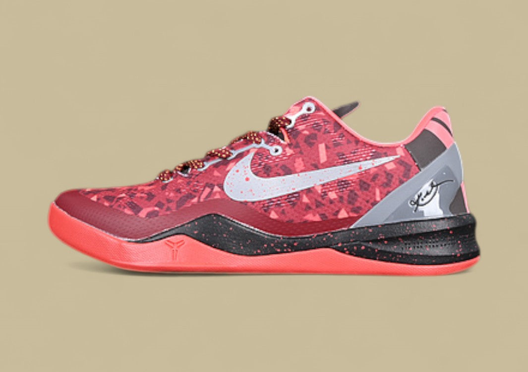 Nike Kobe Red Grey Black Bold Graphic Upper With Speckled Midsole and Low-top Fit