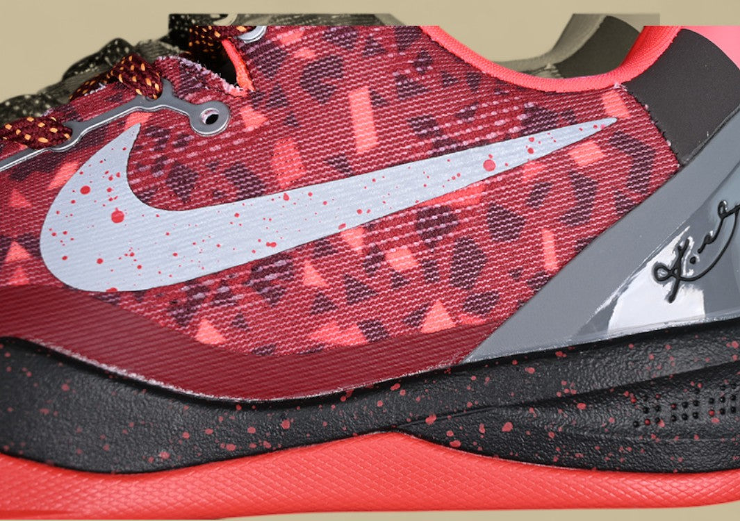 Nike Kobe Red Grey Black Bold Graphic Upper With Speckled Midsole and Low-top Fit