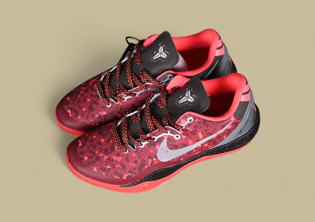 Nike Kobe Red Grey Black Bold Graphic Upper With Speckled Midsole and Low-top Fit