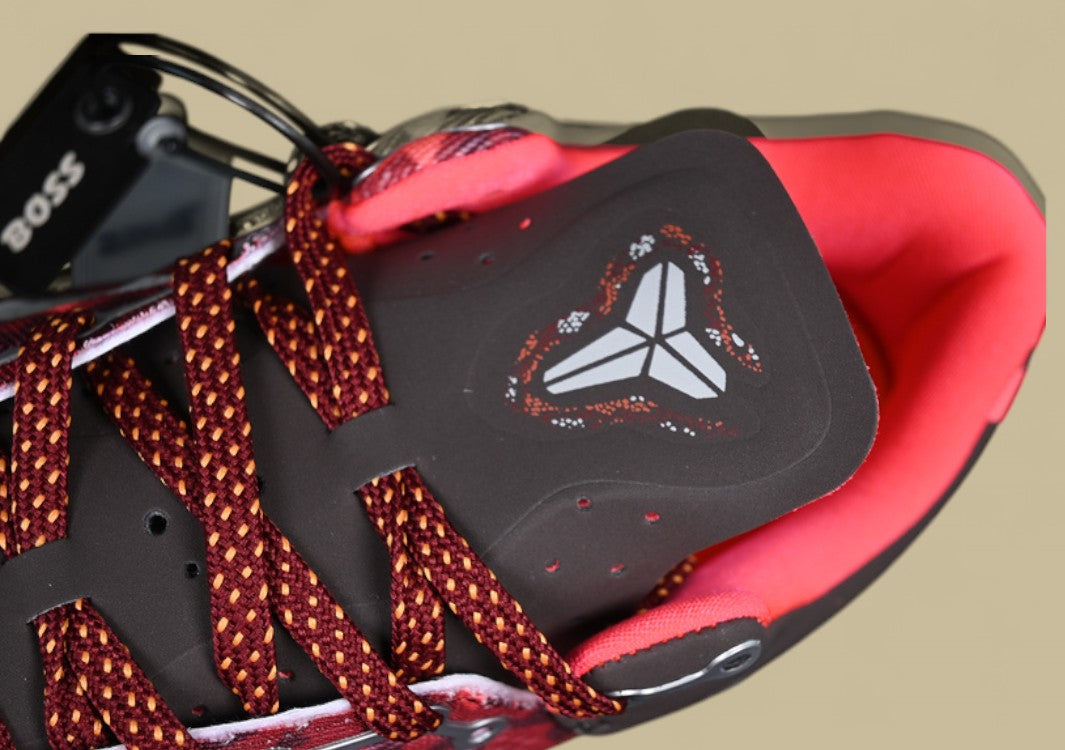 Nike Kobe Red Grey Black Bold Graphic Upper With Speckled Midsole and Low-top Fit
