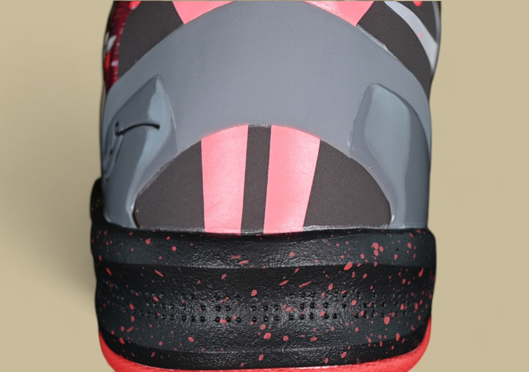 Nike Kobe Red Grey Black Bold Graphic Upper With Speckled Midsole and Low-top Fit