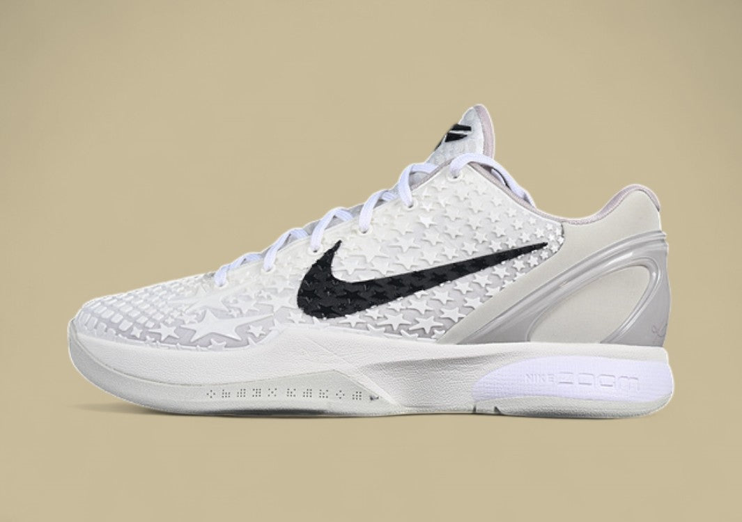 Nike Kobe "Sail Light Bone" White Black Basketball Shoes with Violet Accents