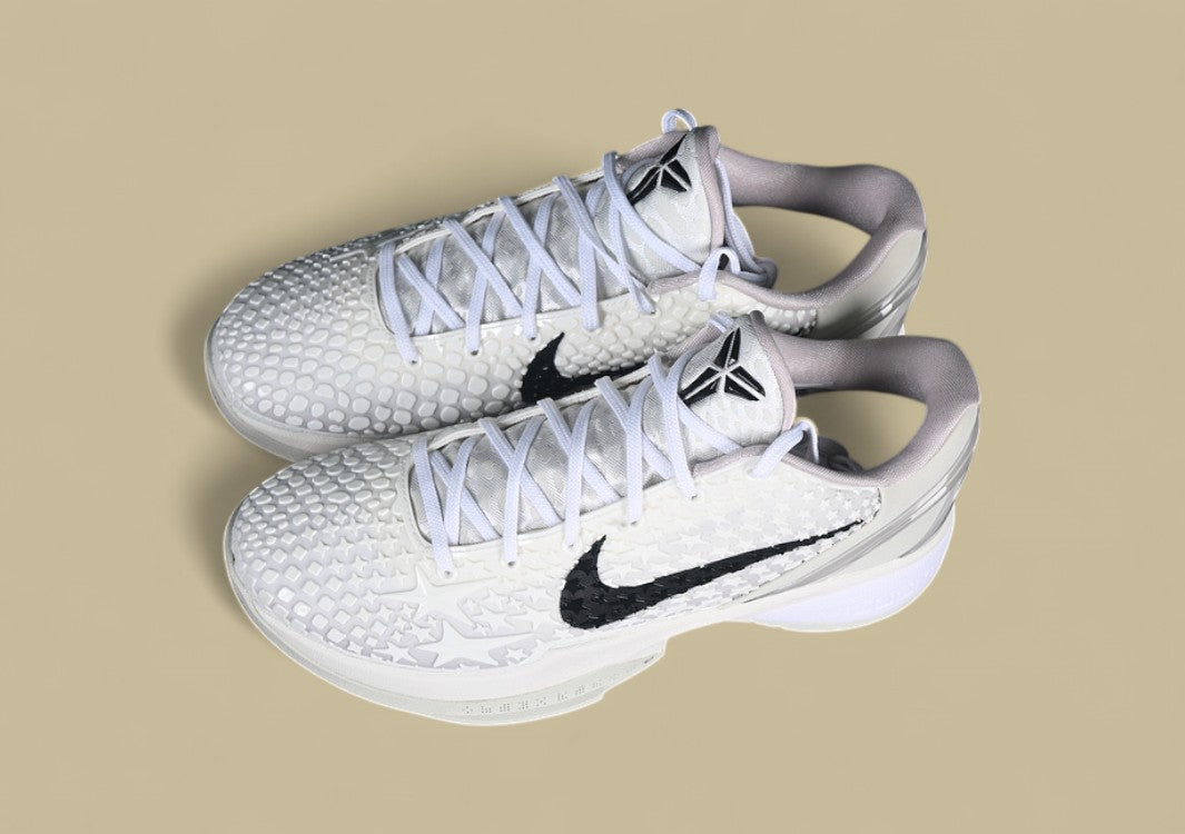 Nike Kobe "Sail Light Bone" White Black Basketball Shoes with Violet Accents