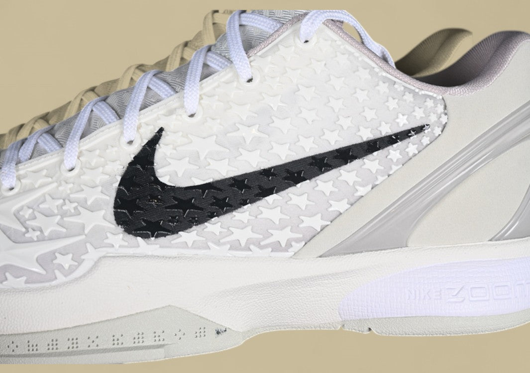 Nike Kobe "Sail Light Bone" White Black Basketball Shoes with Violet Accents