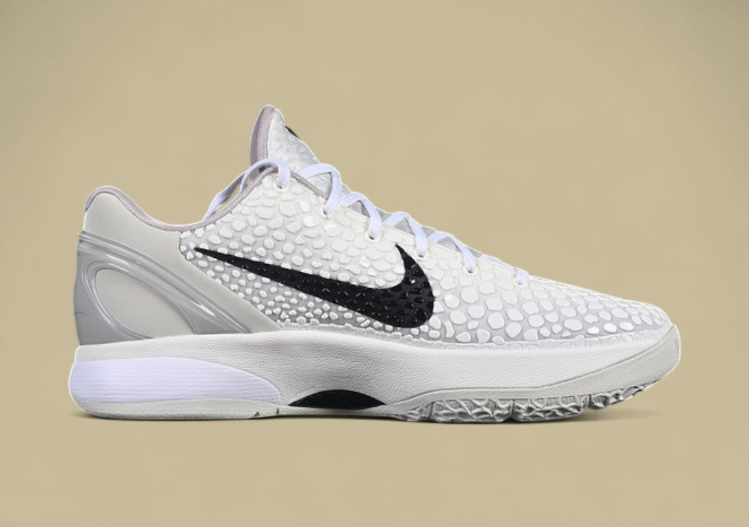 Nike Kobe "Sail Light Bone" White Black Basketball Shoes with Violet Accents