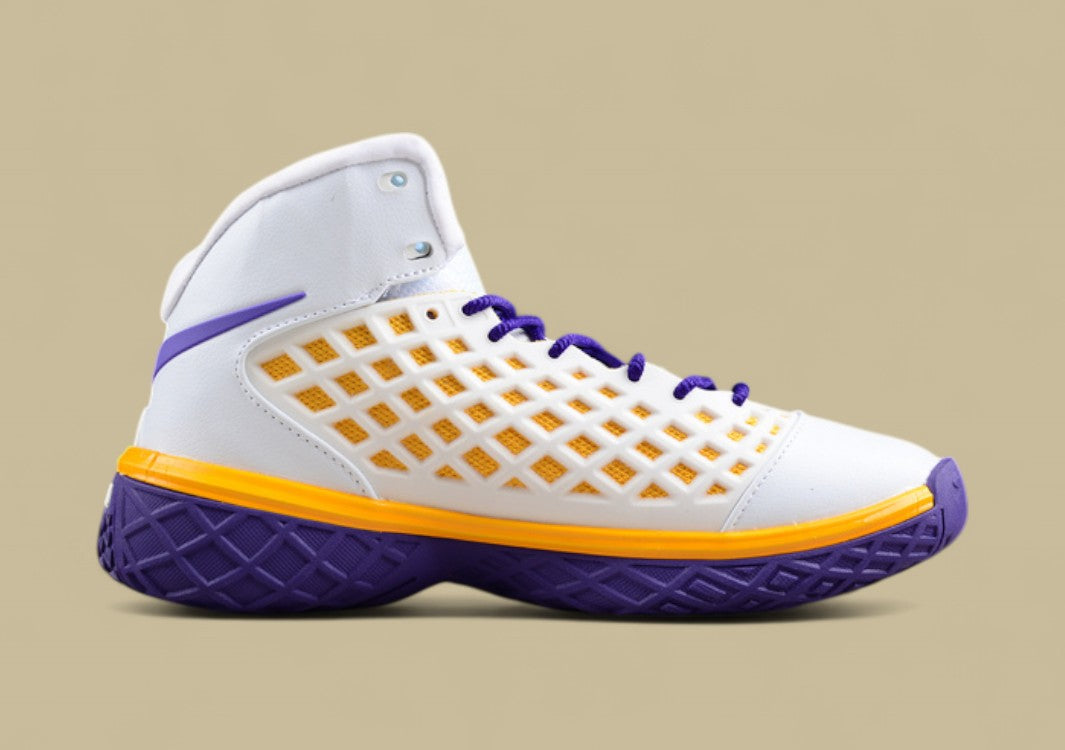 Nike Kobe Sl Protro Mvp White Purple Gold Unique Grid Design With Classic Lakers Colorway