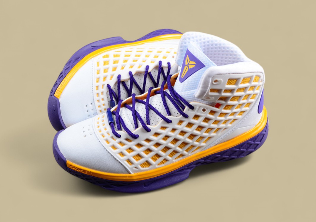 Nike Kobe Sl Protro Mvp White Purple Gold Unique Grid Design With Classic Lakers Colorway