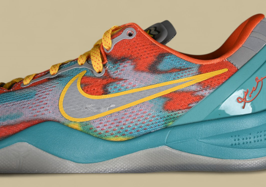 Nike Kobe "Stadium Grey Tour Yellow" Vibrant Multicolor Low-Top Basketball Shoe with Bold Graphic Print