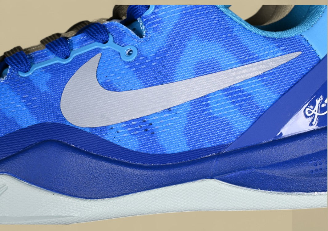 Nike Kobe System Grey White Blue Lightweight Low-top With Bold Pattern and Silver Swoosh