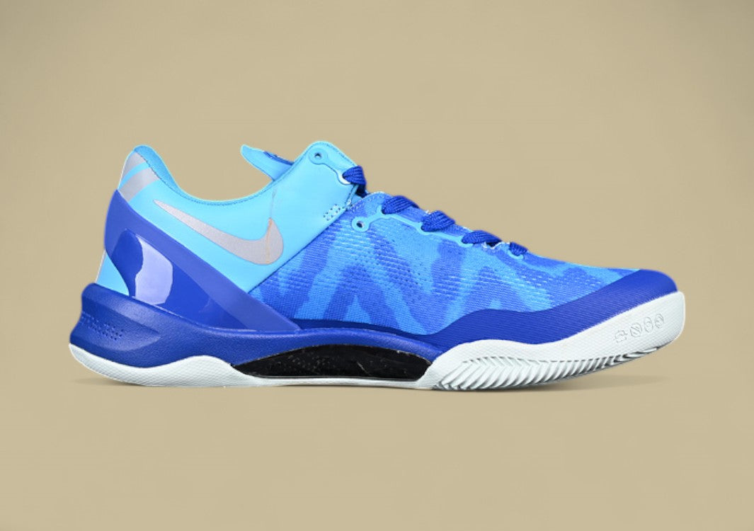 Nike Kobe System Grey White Blue Lightweight Low-top With Bold Pattern and Silver Swoosh