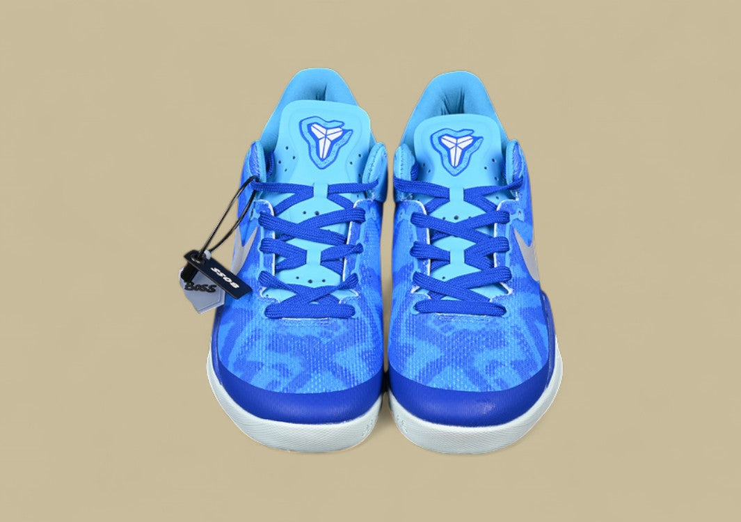 Nike Kobe System Grey White Blue Lightweight Low-top With Bold Pattern and Silver Swoosh