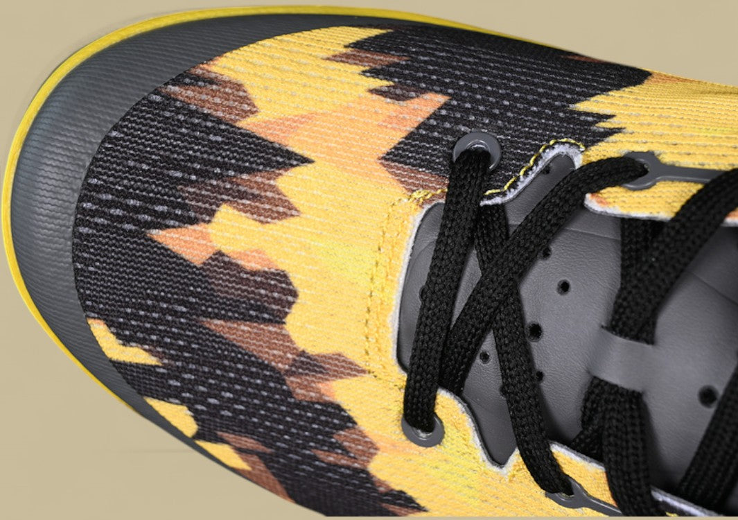 Nike Kobe System Grey Yellow Black Bold Camo Print With Sleek Low-top and Bright Yellow Sole