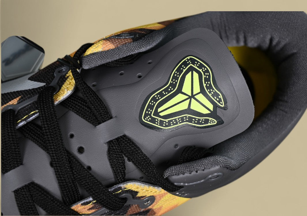 Nike Kobe System Grey Yellow Black Bold Camo Print With Sleek Low-top and Bright Yellow Sole