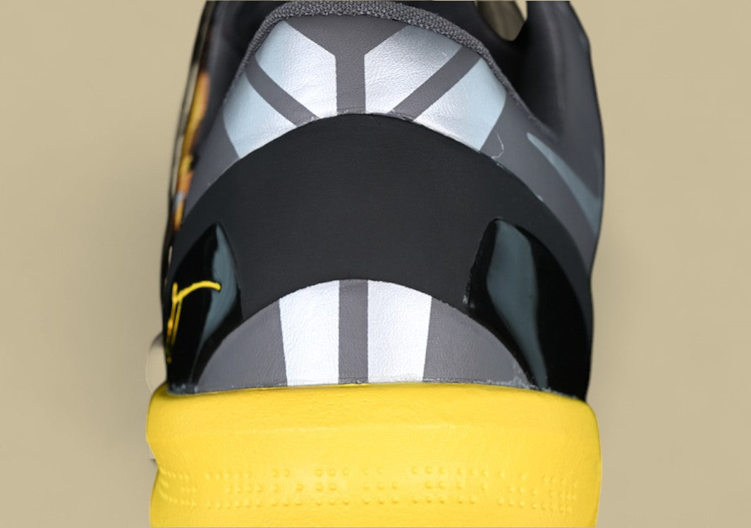 Nike Kobe System Grey Yellow Black Bold Camo Print With Sleek Low-top and Bright Yellow Sole