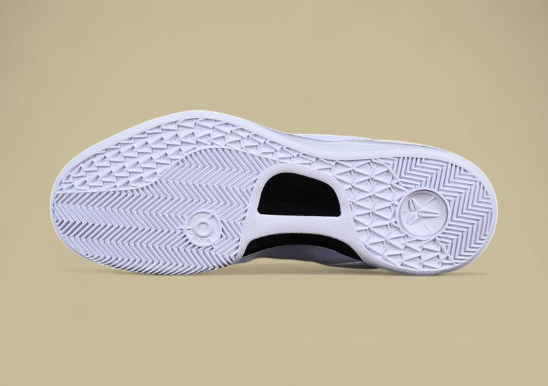 Nike Kobe System White Clean Triple-white Low-top Basketball Shoe With Sleek Minimalist Design