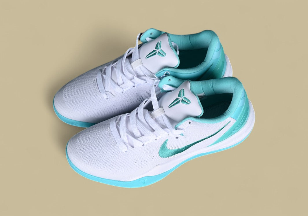 Nike Kobe System White green Fresh Aqua Accents on Sleek Low-top Performance Basketball Shoe