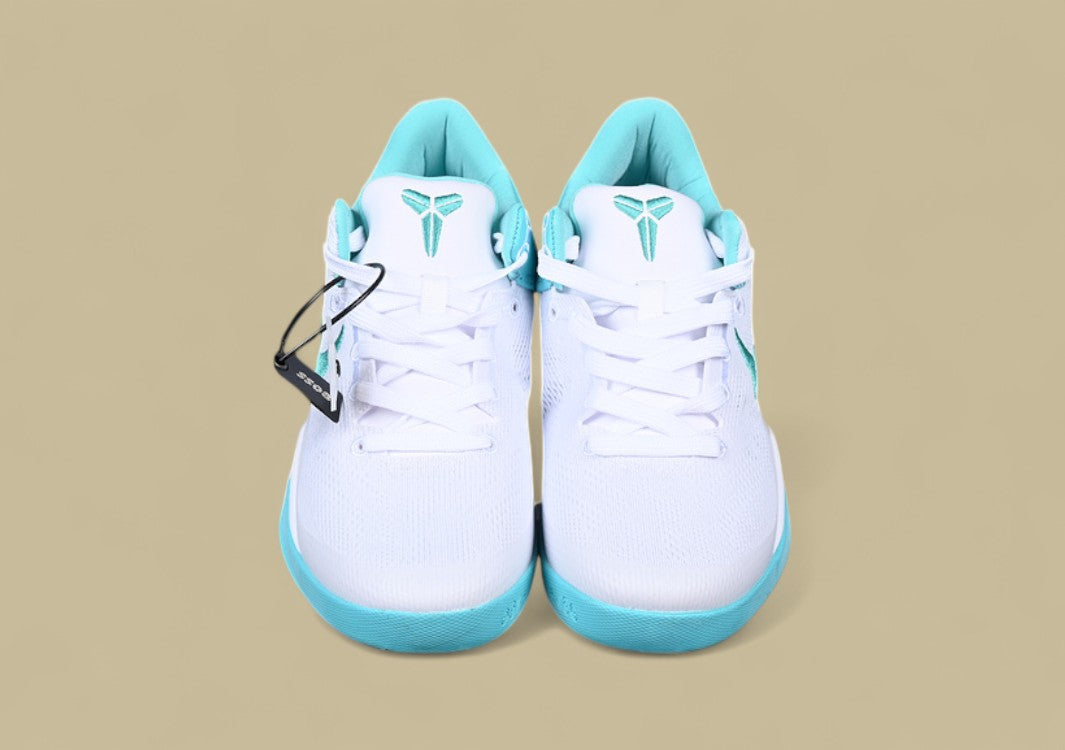 Nike Kobe System White green Fresh Aqua Accents on Sleek Low-top Performance Basketball Shoe