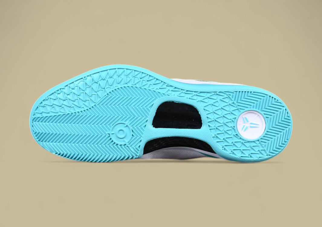 Nike Kobe System White green Fresh Aqua Accents on Sleek Low-top Performance Basketball Shoe