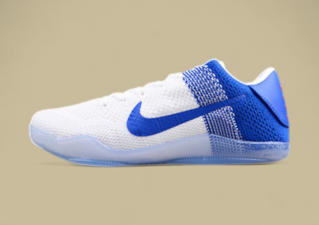 Nike Kobe White Blue Basketball Shoes Lightweight Flyknit Build With Sleek Low-top Style
