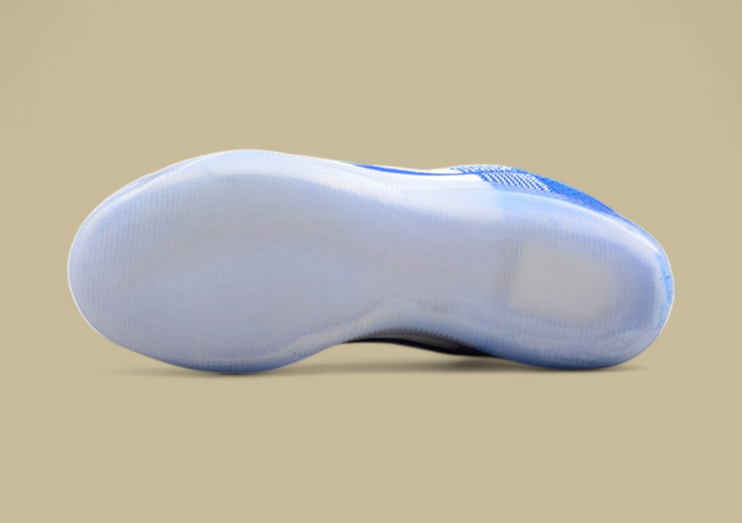 Nike Kobe White Blue Basketball Shoes Lightweight Flyknit Build With Sleek Low-top Style