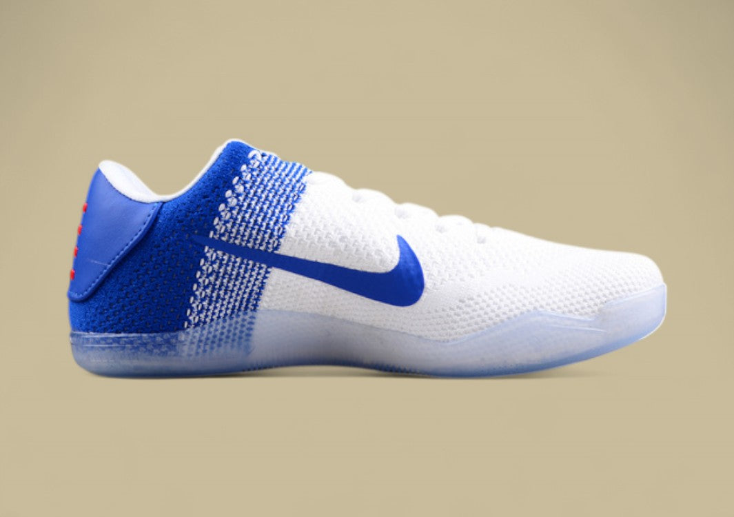 Nike Kobe White Blue Basketball Shoes Lightweight Flyknit Build With Sleek Low-top Style