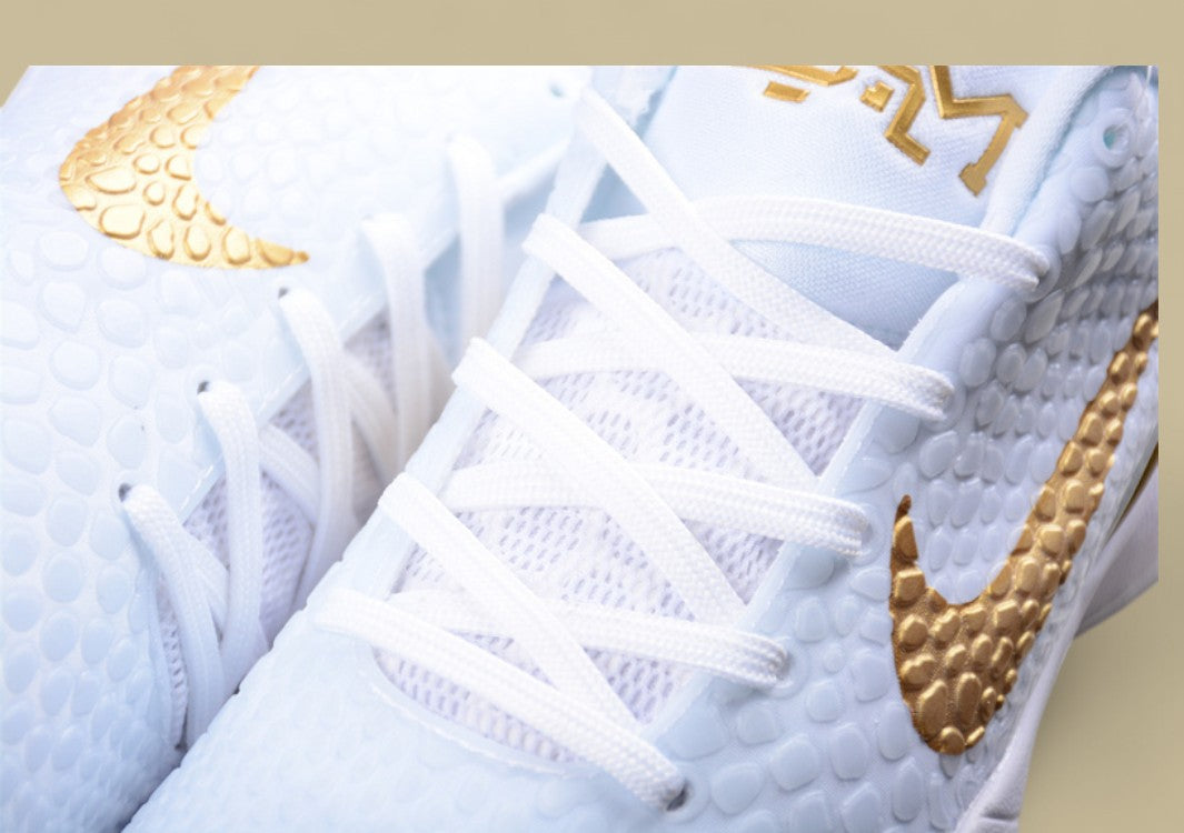 Nike Kobe White Gold Basketball Shoes Premium Look With Sleek Gold Accents and Detailing
