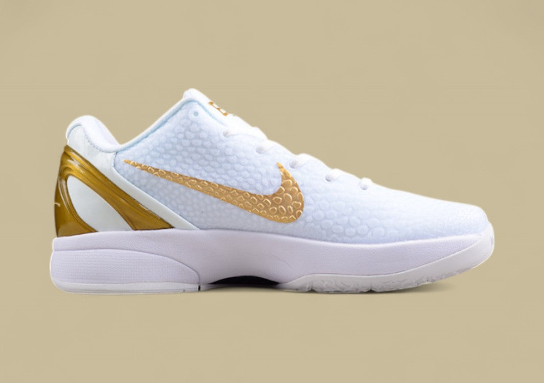 Nike Kobe White Gold Basketball Shoes Premium Look With Sleek Gold Accents and Detailing