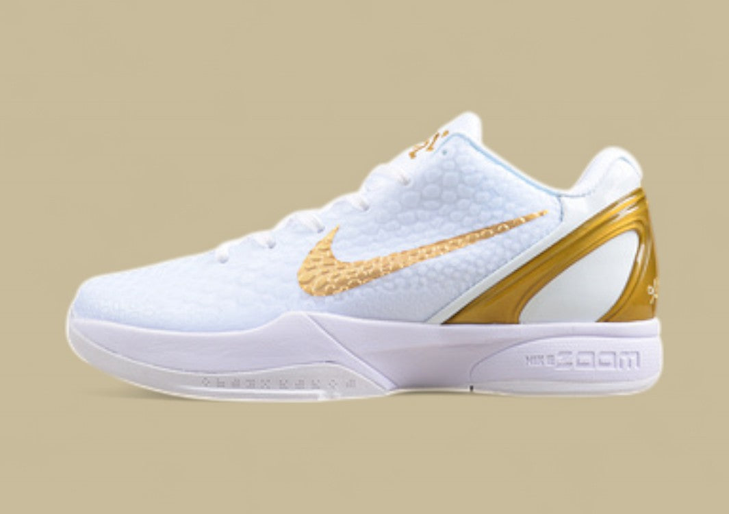 Nike Kobe White Gold Basketball Shoes Premium Look With Sleek Gold Accents and Detailing