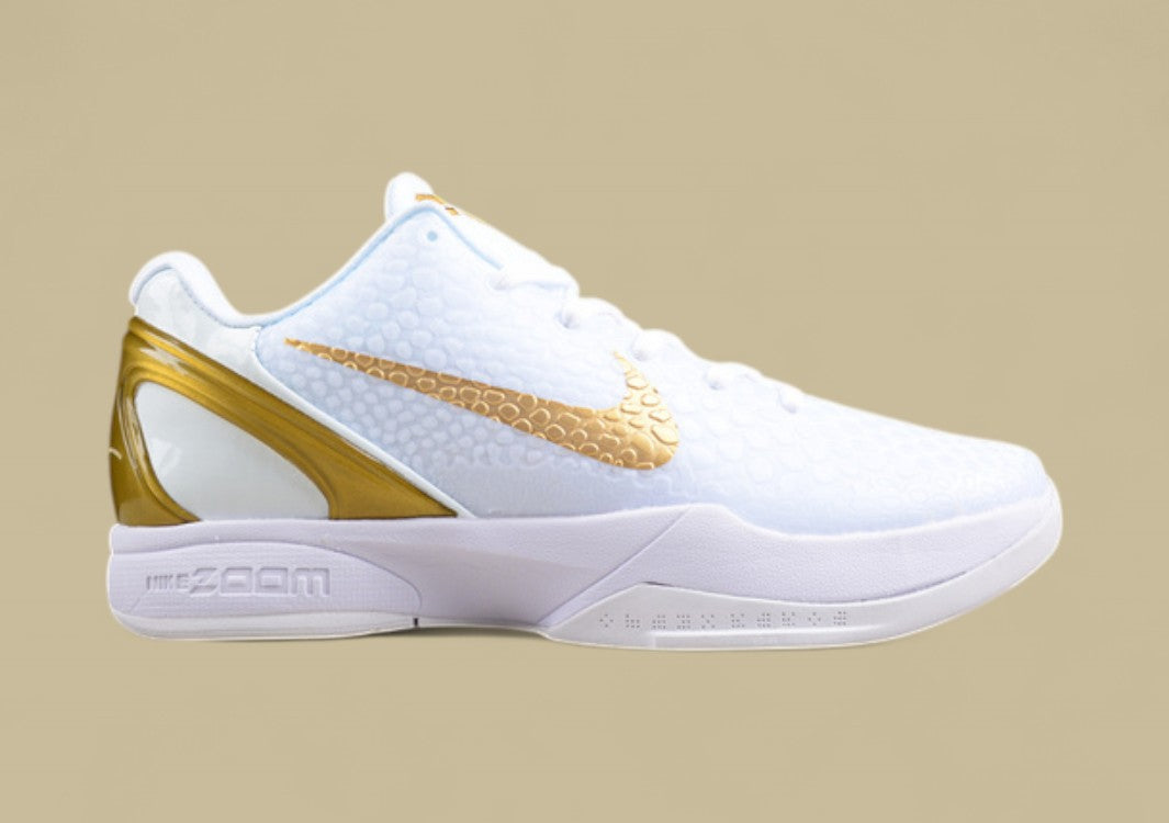 Nike Kobe White Gold Basketball Shoes Premium Look With Sleek Gold Accents and Detailing