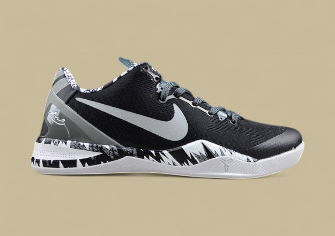 Nike Kobe White Grey Black Low-top Basketball Shoes With Graphic Midsole Detailing